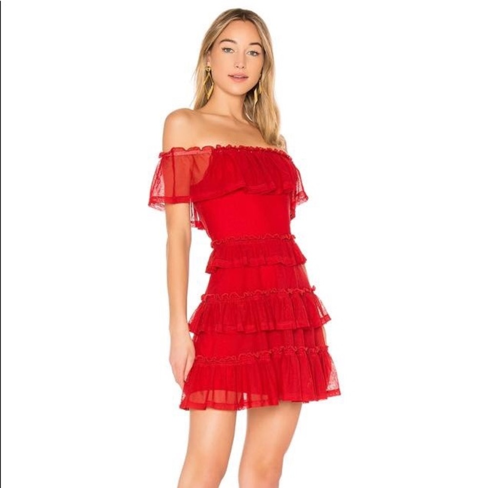 Red off the shoulder dress the fifth label